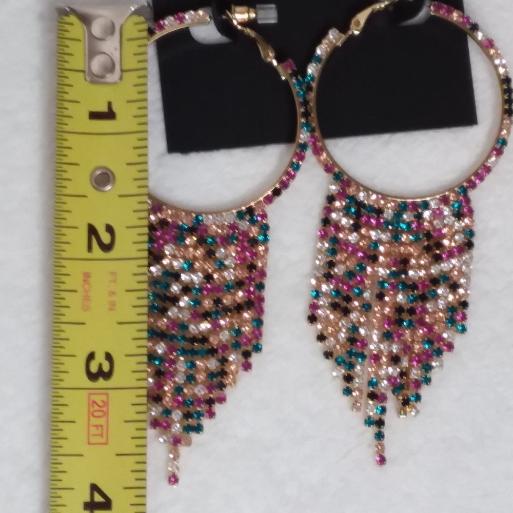 Hoop Multi-dangle Multi-color Rhinestones Noir - Picture 6 of 6